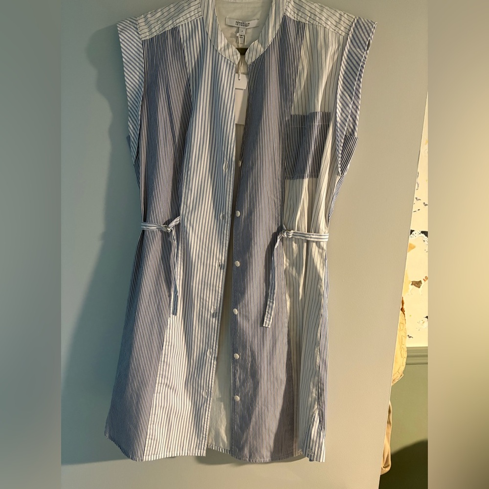 Derek Lam Blue and White Striped Mini Dress